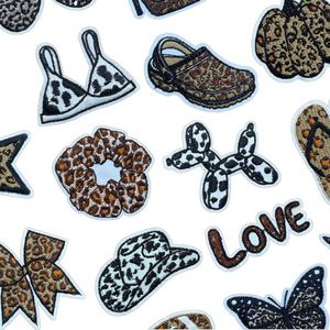 Grande collection de patchs thermocollants brodés à motifs léopard, lapin, étoile, amour, soleil, verre, chapeau, softball, langue pour vêtements - Product Image 2