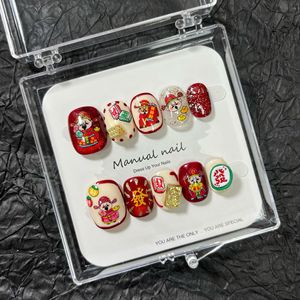 Puramente hecho a mano Linda chica de dibujos animados corto redondo usable Nail Art <span class=keywords><strong>Patch</strong></span> desmontable - Product Image 2