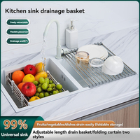 Égouttoir de lavabo métallique flexible et réglable, fixation par vis, stable, antidérapant, pour fruits et légumes