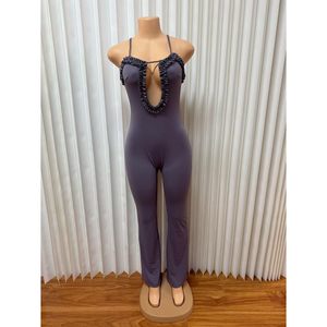 Custom Women's High Waist Ruffled Halter <b>Jumpsuit</b> Seamless Knitting Party Outfit <b>Workout</b> Club Wear - Product Image 5