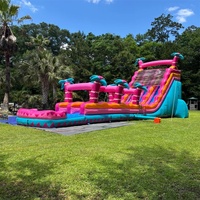 Toboggan aquatique gonflable géant de haute qualité à trois voies pour événements extérieurs commerciaux pour adultes