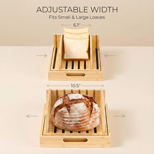 เครื่องตัดขนมปังไม้ไผ่พร้อมลิ้นชัก ทนทาน ผิวด้าน สำหรับใช้ในครัวเรือน - Product Image 4
