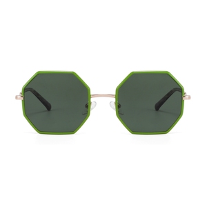 Elegantes Gafas de Sol Octogonales con Montura Metálica Completa, Lentes Verdes, Protección UV400, Unisex, Protección Solar para Adultos - Product Image 6