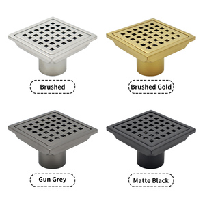 Drain <span class=keywords><strong>de</strong></span> sol <span class=keywords><strong>de</strong></span> douche carré <span class=keywords><strong>de</strong></span> 4 pouces avec <span class=keywords><strong>grille</strong></span> amovible, en acier inoxydable 304, finition or brossé <span class=keywords><strong>pour</strong></span> salle <span class=keywords><strong>de</strong></span> bain - Product Image 4