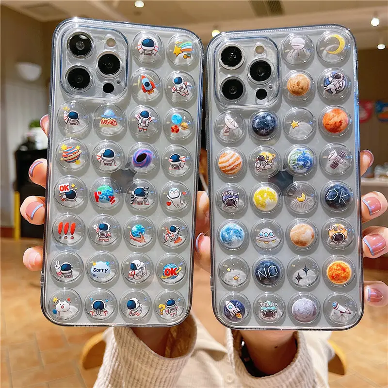 New Trend Anime 3D Bubble Camera Protection Phone Case For IPhone 14 Plus 11 12 13 Pro X XR XS Max Transparent Soft Back Cover