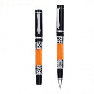 High Quality Custom Logo Luxury Metal Roller Ballpoint <b>Pen</b> Black and Orange Business Promotional Gift for Business Writing - Product Image 5
