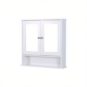 Armoire murale pour salle de bain 60x70cm avec 2 portes miroir et étagère réglable pour rangement dans la salle de bain - Product Image 1