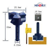 Miaorui 1/4*25.4 * 45L * 3T couteau à rainurer CNC dalle aplatissement rabotage peu insérer-Style visage fraise tête bois rabot OEM