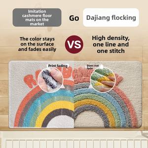 Tapis de salle de bain floqué, style frais transfrontalier, très absorbant, antidérapant, séchage rapide, pour usage domestique - Product Image 2