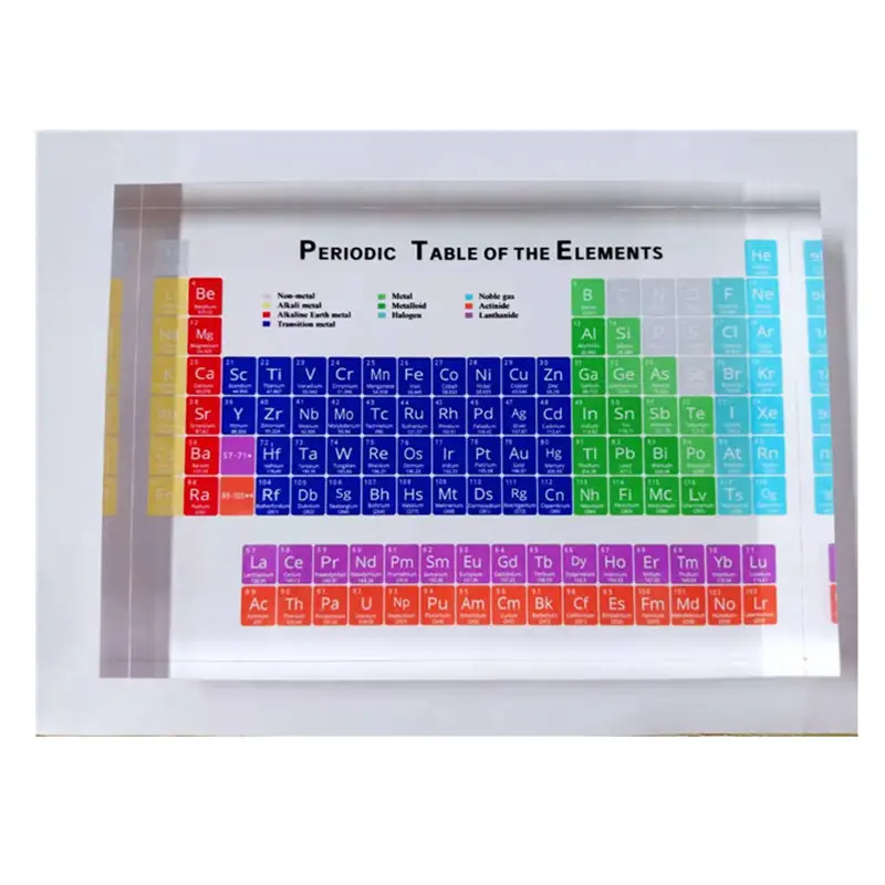 Muestra de Mesa Periódica acrílica, muestra el día de enseñanza de los niños, regalos de cumpleaños, elementos químicos, decoración del hogar