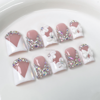 Lot de 10 faux ongles en acrylique faits main en forme de canard, à pression, couvrance totale, pointe large évasée, pour femme, manucure quotidienne