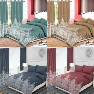 Bindi Großhandel abnehmbare 4pcs 6pcs 3d gedruckt Set von Blättern und Vorhängen Schlafzimmer Vorhang Set für Zuhause