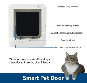 Porte pour animaux de compagnie intelligente en plastique RFID rectangulaire <span class=keywords><strong>avec</strong></span> direction d'accès réglable, porte automatique pour chats et chiens - Product Image 4