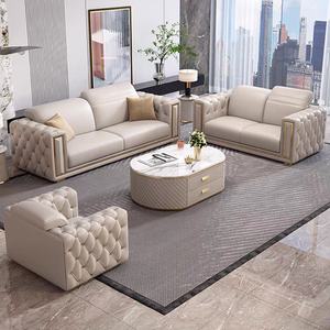 Furnitur rumah ruang tamu Sofa Set Furniture desain baru mewah Sectional Sofa nyaman kulit Modern ruang tamu Sofa 1 + 2 + 3 - Product Image 1