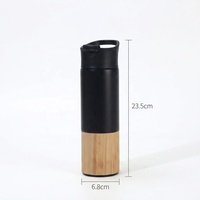 Botol Air Bambu Dinding Ganda Termal dengan Logo Kustom, Botol Bambu Vakum Terisolasi dengan Infuser Teh dan Tutup Flip Top