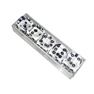 6 Side Clear Dice with Brass Pips Square for Table Game With storage Clear <b>Tray</b> Acrylic Lucite Dice - Product Image 3