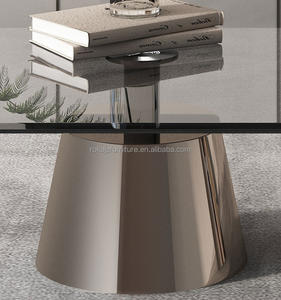 โต๊ะ<span class=keywords><strong>กาแฟ</strong></span>ด้านข้างทำจากแก้วใสโต๊ะกาแฟสแตนเลสสตีลสีเงินตั้งโต๊ะตรงกลางโต๊ะวิลล่าห้องนั่งเล่นทรงกลม - Product Image 5