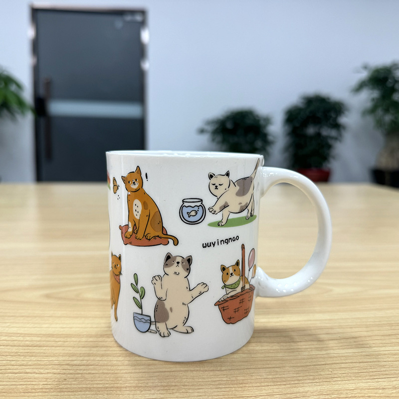 Tasse à baril droit chat sans ombre tasse simple
