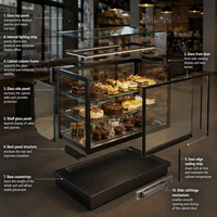 Vitrine de pâtisserie en verre incurvé LED avec portes verrouillables pour café, pâtisserie, boutique de vente au détail