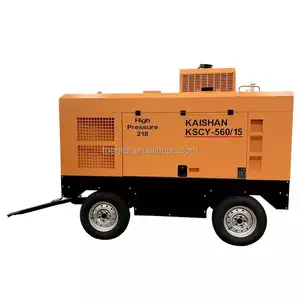 Portable Oil Injected Heavy Duty 185cfm 375cfm 750cfm 900PCM 1600cfm Diesel Engine Driven Rotary Screw Type Air Compressor with