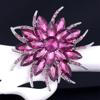 Bros Bunga Berhias Kristal Rhinestone, Bros Kristal Wanita, Bros Bunga Dada Besar, Perhiasan Bros untuk Pesta Pernikahan