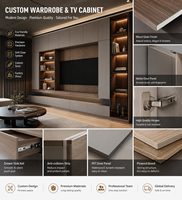 Système de meuble TV encastré haut de gamme, minimaliste, étanche, en PET mat, console multimédia pour salon, utilisation en hôtel ou appartement, en bois