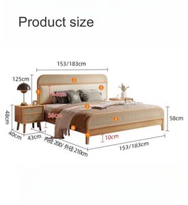 <span class=keywords><strong>Letto</strong></span> <span class=keywords><strong>Matrimoniale</strong></span> in Legno Massello con <span class=keywords><strong>Testiera</strong></span> in Rattan, Stile Nordico, Arredamento per Camera da <span class=keywords><strong>Letto</strong></span> - Product Image 6