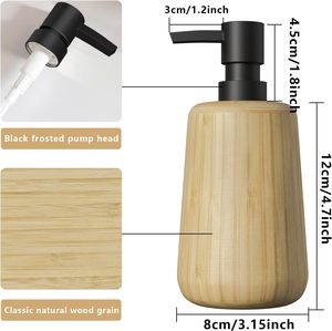 Ensemble d'accessoires de salle de bain en bambou écologique 4 pièces : porte-savon, distributeur de savon, gobelet à rince-bouche, plateau en bambou pour la maison, le bureau <span class=keywords><strong>et</strong></span> l'hôtel - Product Image 2