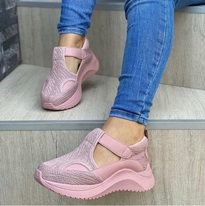 Sandalias de cuña vintage con plataforma y punta cerrada para mujer, diseño hueco, casuales de verano, con correa al tobillo, para caminar al aire libre, ¡Novedad! - Product Image 4