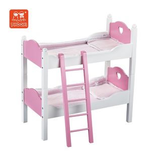 Детская деревянная игрушка американская кукла мебель 18 дюймов Кукла мебель розово-красный аксессуар кукла двухъярусная кровать с постельным бельем - Product Image 1