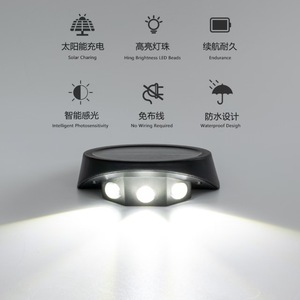 โคมไฟติดผนังกลางแจ้งพลังงานแสงอาทิตย์ Mountain Tiger 3 หลอด LED กันน้ำ สำหรับสวนและลานบ้าน - Product Image 1