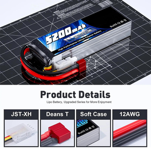 Batteria <span class=keywords><strong>Lipo</strong></span> 11.1V 50C 5200mAh 3S con Connettore Deans e Custodia Morbida per Auto RC, Quadricottero DJI, Aeroplano, Elicottero, Droni 124065 902025 - Product Image 4