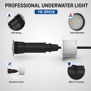 ไฟสระว่ายน้ำ LED RGB หลายสี ยี่ห้อ Pentair Globrite รุ่น Nicheless ขนาด 12W AC12V กันน้ำ IP68 พร้อมสายไฟยาว 2.5 เมตร - Product Image 5