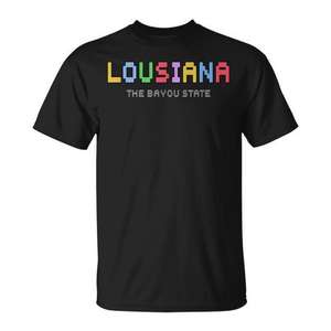 Camiseta clásica pixelada de videojuegos retro de Louisiana - Product Image 1