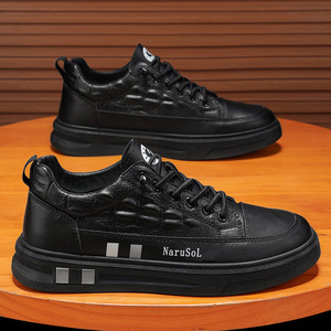 Nuevos Zapatos Planos de Piel con Textura de Cocodrilo Estilo Coreano para Hombre, Zapatillas Casuales Blancas Versátiles para Estudiantes, Uso Diario - Product Image 2