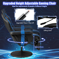 Super september Chaise de jeu inclinable à hauteur réglable pivotante pour jeux vidéo de course avec contrôleur de massage de la taille du dos