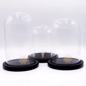 Toptan özel ekran dekoratif cam kubbe el yapımı cam zanaat kahverengi lüks cam kubbe tabanı ile