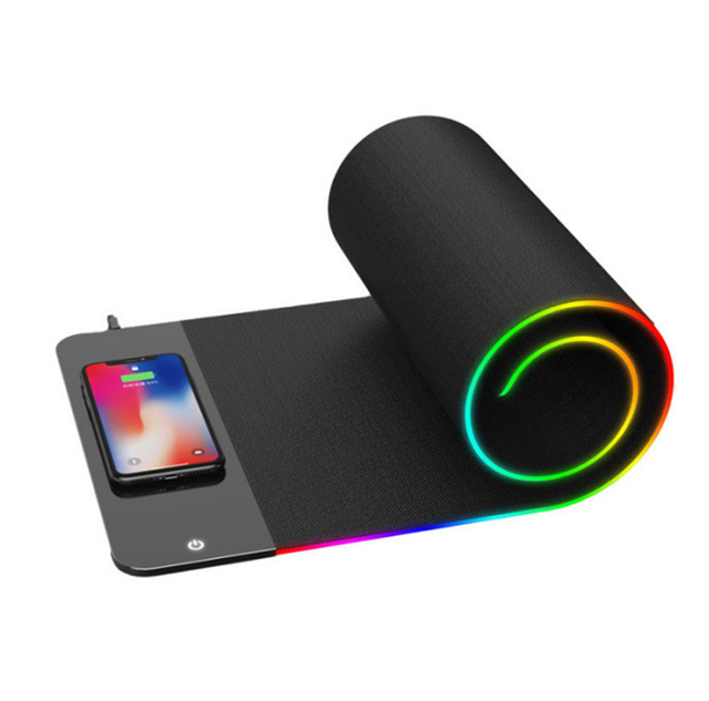 Wireless Charger Large Extended LED RGB Lighting Mousepad Mat 10W Quick Charging Illuminated Gaming Mouse Pad