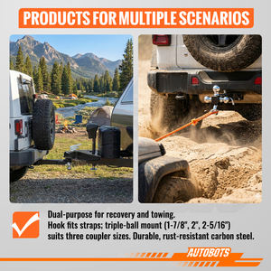 Dreikugel-Anhängerkupplung mit Haken und Stift, Kugelgröße 1-7/8 Zoll, Anhängerkupplung 2 Zoll und 2-5/16 Zoll, Passend für 2-Zoll-Aufnahmebolzen, Abschleppkupplung - Product Image 6