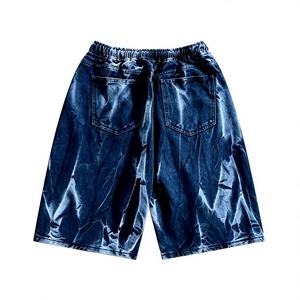 Shorts Bermuda en Denim Uni pour Homme, Taille Élastique, Cordon de Serrage Décontracté, Taille Mi-Haute, 100% Coton Tricoté, Respirant, Écologique, Séchage Rapide - Product Image 1