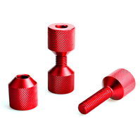 2 PCS 1-1/8 "6061 Jeu de goupilles à deux trous en aluminium anodisé Oxyde rouge finition noire Goupille d'alignement à 2 trous Goupille de coupleur à bride