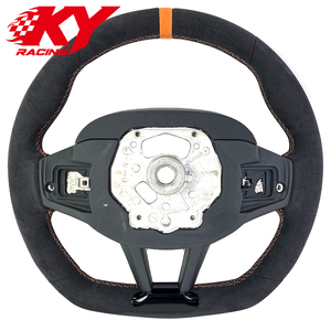 Volant sport personnalisé en fibre de carbone, cuir noir et rayures orange pour BMW G20 G30 G22 G28 G31 G32 G80 G82 M2 M3 M4 X5 - Product Image 3