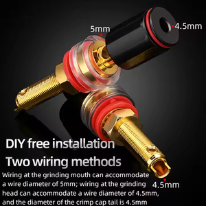 Postes de encuadernación de altavoz chapados en oro de cobre puro HIFI DIY para amplificador de tubo PA terminales de altavoz conector de enchufes <span class=keywords><strong>banana</strong></span> - Product Image 2