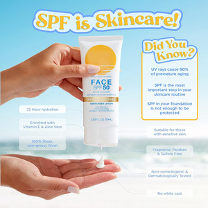 Crème solaire hydratante quotidienne végétalienne minérale SPF <span class=keywords><strong>50</strong></span> OEM, crème solaire visage bio pour <span class=keywords><strong>bronzage</strong></span>, marque privée, vente en gros - Product Image 5