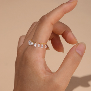 Anillo de Cadena de Oro, Plata de Ley 925, Minimalista, para Uso Diario, con Circonita Cúbica 5A, Ajustable, para Mujer - Product Image 3