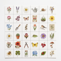 100pcs Stiker Vinyl Botani Vintage Cottagecore Paket Stiker Tahan Air Watercolor Die Cut untuk Scrapbook Jurnal Laptop
