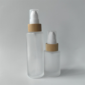 Nouveau vide 50g crème bouteille de <span class=keywords><strong>ponçage</strong></span> cosmétique pressage émulsion Split Essence bocal en verre droite couverture en <span class=keywords><strong>bois</strong></span> massif sérigraphie - Product Image 4
