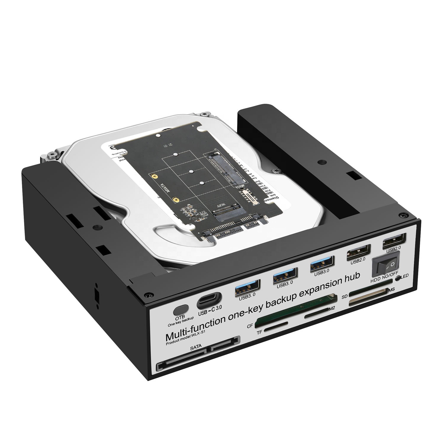 OEM Multifunctional 5.25 to 2.5 Hdd Bay All in 1 Card Reader Type C Usb3.1 Hdd Mobile Rack