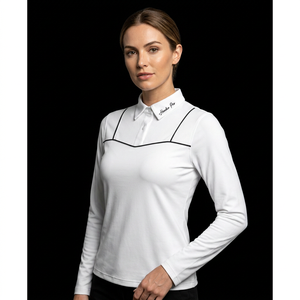 Houndstooth Pro Women's <b>Long</b> <b>Sleeve</b> Polo Shirt Breathable Knitted Solid Color <b>Golf</b> <b>Top</b> - Product Image 5