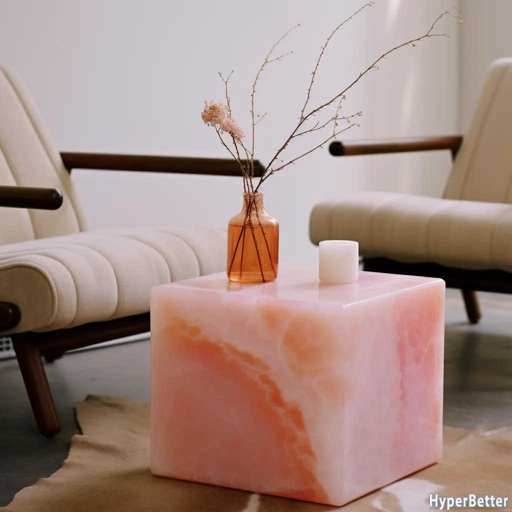 Wohnzimmer möbel rosa Onyx Marmor Couch tisch Würfel Beistell tisch Sockel Skulptur
